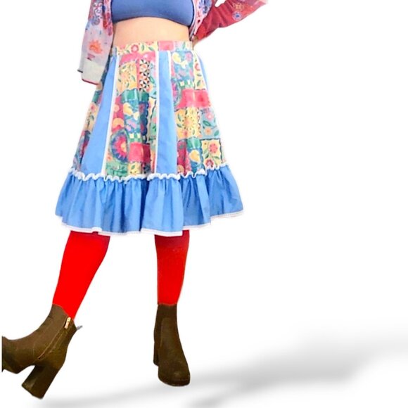 Malco Modes vintage 70's high-waisted paneled tiered floral gypsy circular skirt - Picture 2 of 9